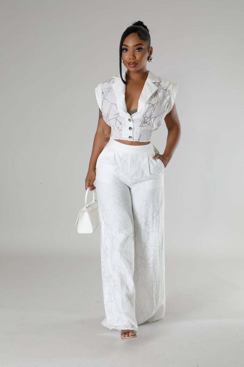 Ensemble pantalon taille non stretch et top sans manche