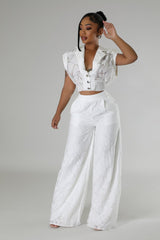 Ensemble pantalon taille non stretch et top sans manche