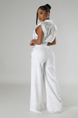 Ensemble pantalon taille non stretch et top sans manche