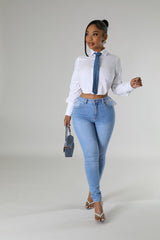 Top non extensible à manche longue avec cravate