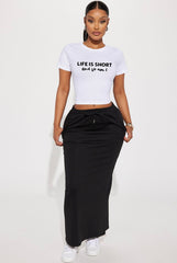 Tee-shirts ajusté long noir à imprimé