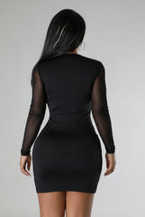 Robe sexy extensible à manche longue maille