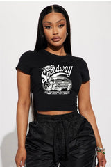 Tee-shirts ajusté long noir à imprimé Noir