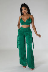 Ensemble 3 pièces pantalon taille haute et chemisier et haut court