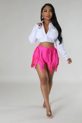 Chemise courte avec découpe en arrière à manche longue