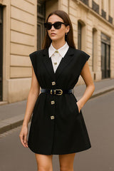 Robe boutonnée ornée de bijoux en cristal.