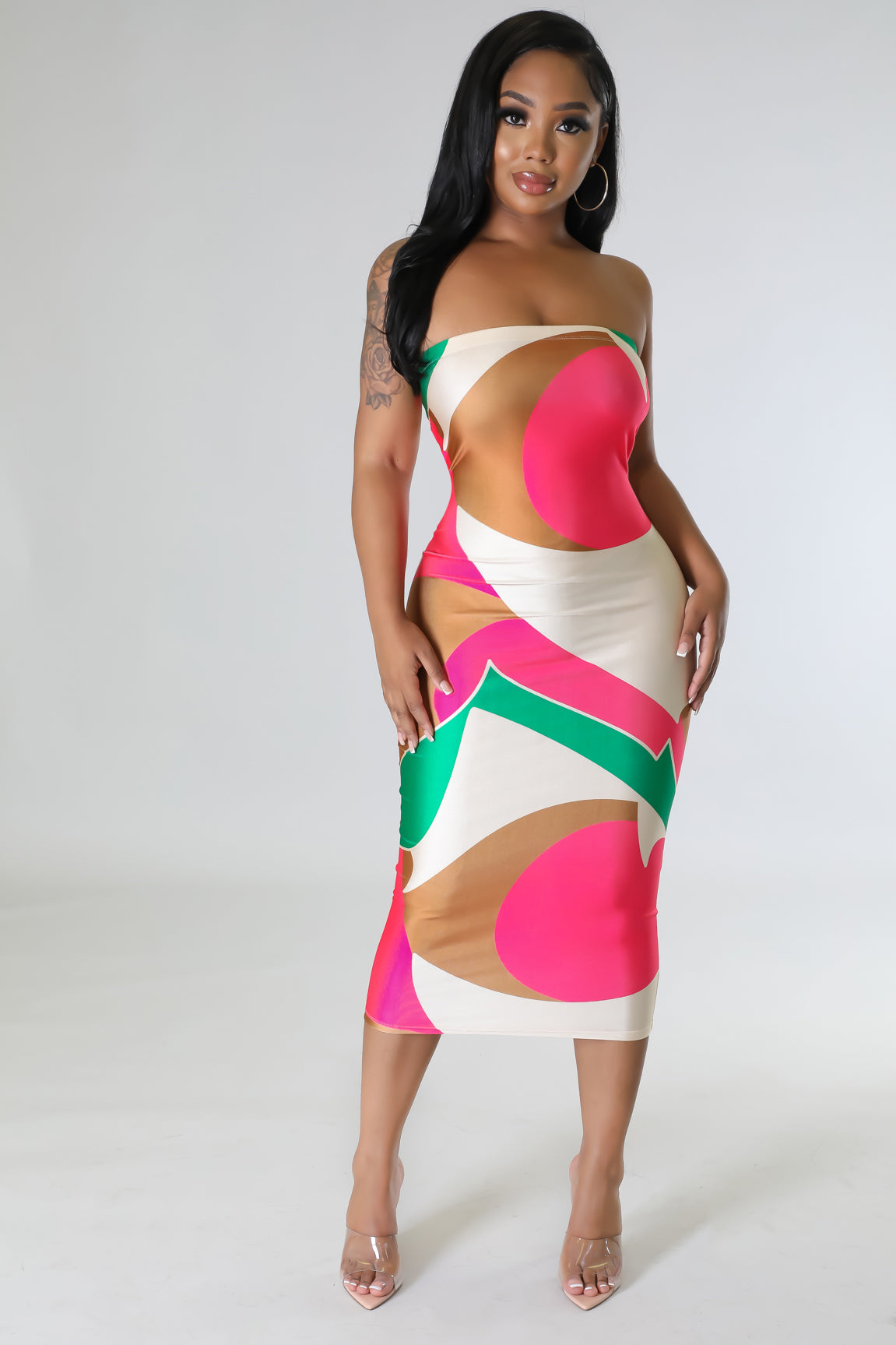 Robe bustier longue multicolore