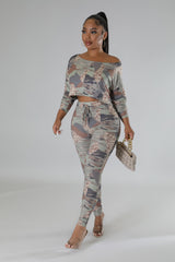 Ensemble taille haute Nervuré legging top à manche longue