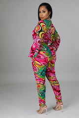 Ensemble legging et top Rose à manche longue effet froncé