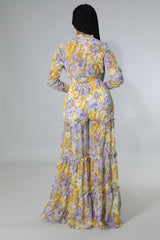 Ensemble jaune  Babe pantalon large et top manche longue