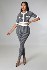 Ensemble LALA pantalon et top manche courte noir et blanc