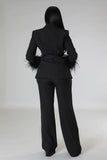 Ensemble deux pièces haut blazer et pantalon taille  à nouer noir