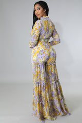 Ensemble jaune  Babe pantalon large et top manche longue