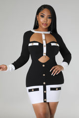 Classy Robe courte noir et blanc sexy