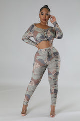 Ensemble taille haute Nervuré legging top à manche longue