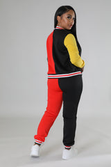 Ensemble veste universitaire et pantalon jogging multicolore