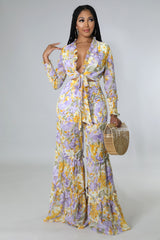 Ensemble jaune  Babe pantalon large et top manche longue