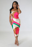 Robe bustier longue multicolore