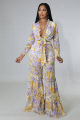 Ensemble jaune  Babe pantalon large et top manche longue