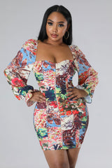 Queen Robe à manche longue Ruché semi-stretch à encolure carrée