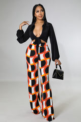 Ensemble top pantalon large  multicolore