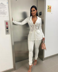 Ensemble veste et pantalon blanc