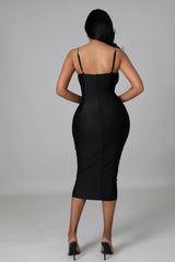 Robe Midi à strass noir