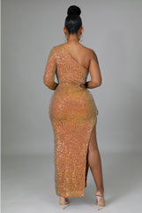 Robe de luxe champagne à ornement